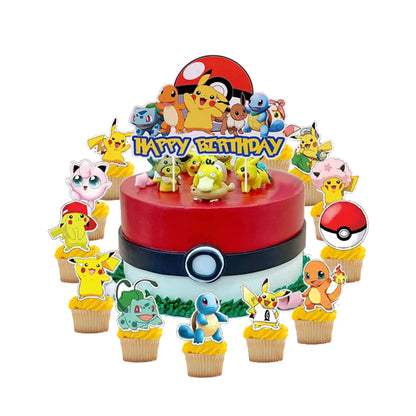 New pokemon birthday party pikachu decoration Balloon Disposable Tableware Tablecloth Straws Cup Plates Baby Shower Supplies Toy