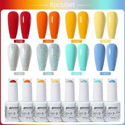 Arte Clavo 8Pcs/Set Gel Nail Polish Set 15ml Colorful Semi Permanent For Manicure Varnish Soak Off UV LED Nail Art Gel Kits