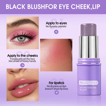 Colorchanging Blush and Lip Balm Dual Applicator Stick Keeps Makeup in Place, Provides Natural Temperature-changing Blush Effect