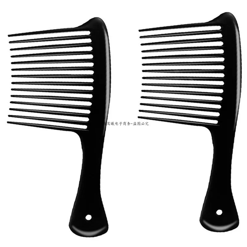 5PCS Black Large Wide Tooth Comb with Hook Handle Hair Loss Reduction Detangling Styling Brush for Salon Dyeing Haircare Tools