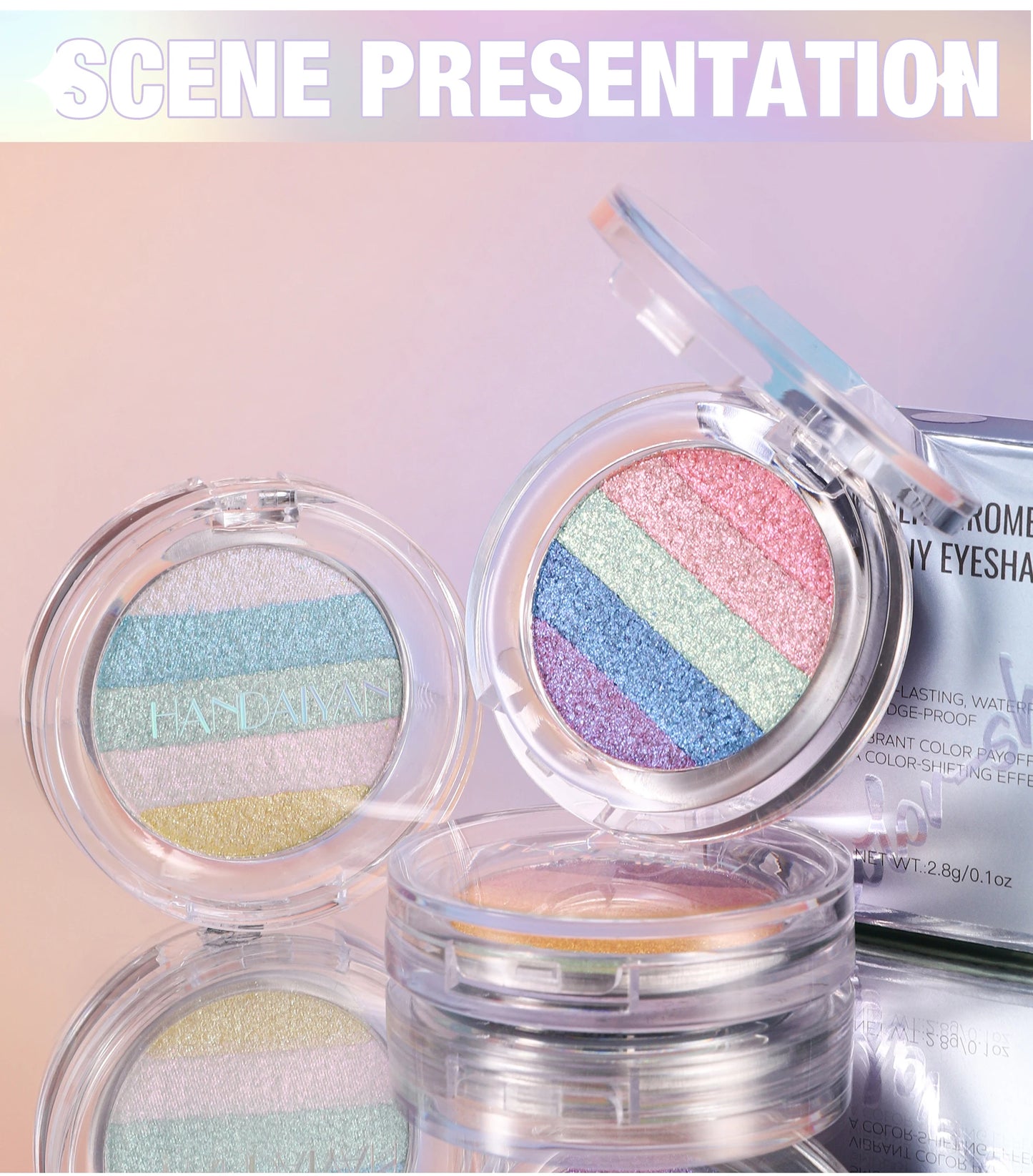 Multipurpose Pressed Powder Eyeshadow Palette Waterproof Long Lasting Highly Pigmented Rainbow Highlighter Chameleon Makeup
