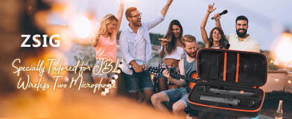 Travel Storage Bag Wireless Microphone Case Compatible with JBL 2 Mic Adjustable DIY Foam for Partybox Mic Portable Bag