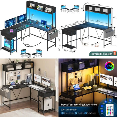 RGB Gaming Desk with Mouse Pad.