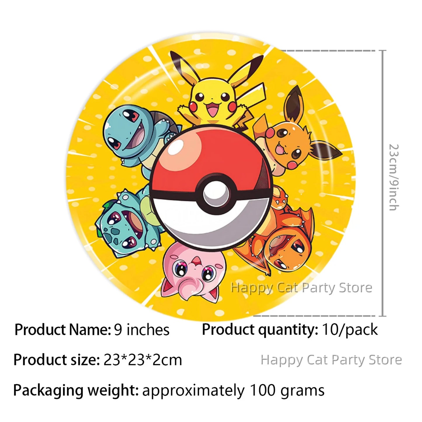 7/9 inch Pokemon Party Plate Birthday Decor Pikachu Poke Ball Disposable Paper Plate Baby Shower Kids Favor Gift Party Supplies
