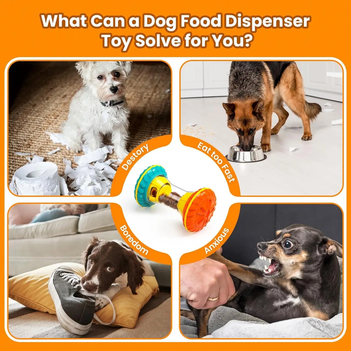 Interactive Dog Puzzle Toy & Slow Feeder: Adjustable Treat Dispensing Enrichment Toy