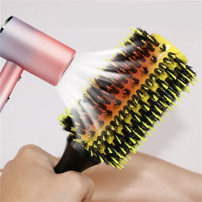 Professional 1/6pcs Boar Bristle Wooden Hair Comb Round Hair Brush Curling Combs Woman Hair Curlerl Hairdresser Styling Tool