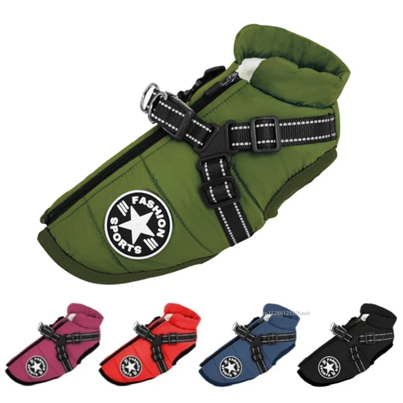 Winter Waterproof Dog Jacket with Harness 🐶❄️