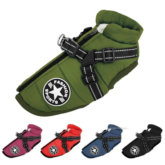 Winter Waterproof Dog Jacket with Harness 🐶❄️