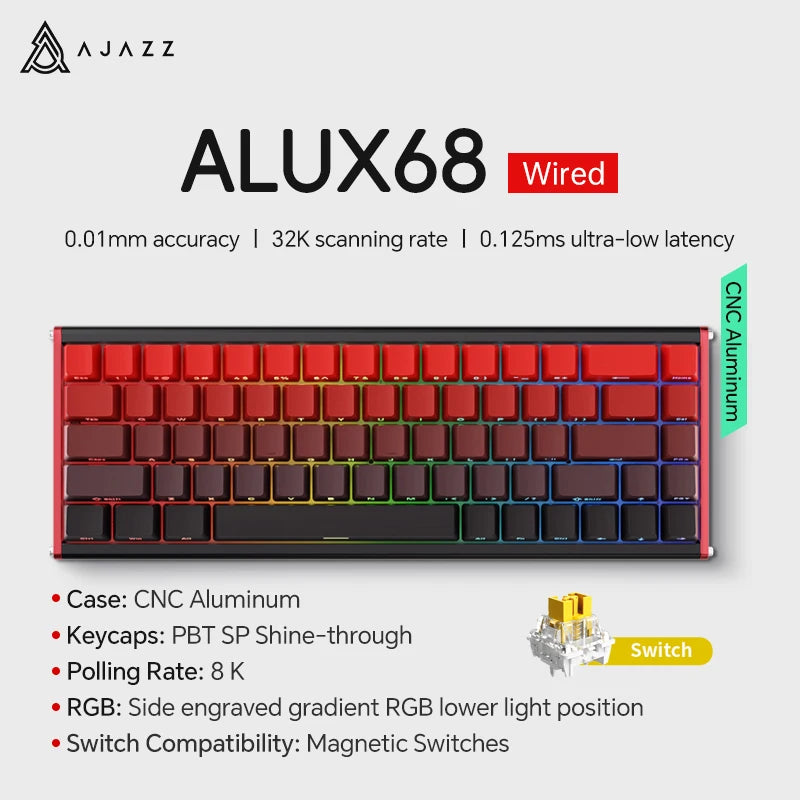 AJAZZ AK680 MAX/V2 Mechanical Keyboard HE Hall Effect Switch 60% 8k/1K RGB Wired/Wireless Gaming Rapid Trigger Magnetic Keyboard
