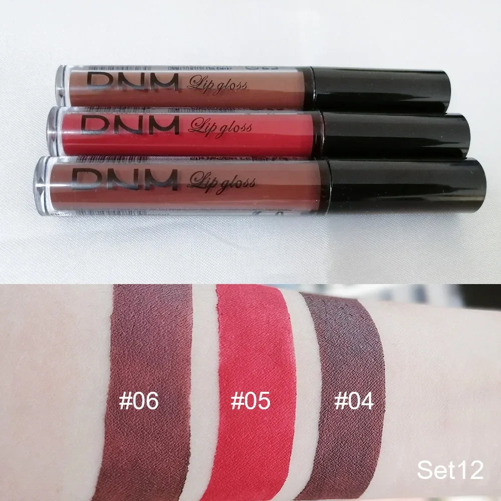 3 Colors/set Matte Velvet Lip Gloss Non-Stick Cup Waterproof Long-lasting Liquid Lipstick Cosmetic Keep 24 Hours Fashion Makeup