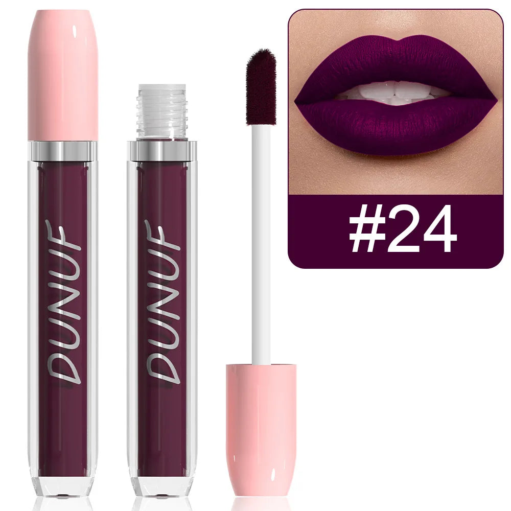 Matte Lip Gloss Lipstick 5pc/set, Waterproof Velvet Long Lasting Non-transfer Highly Pigmented Purple Red Daily&Party Makeup Y2K