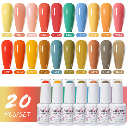 Clou Beaute 20pcs TPO & HEMA FREE Nail Gel Polish Set Red Pink Nude UV LED Soak Off Polish Gel Nail Semi Permanent Nail Varnish