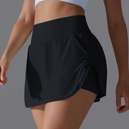 Sports Yoga Skirt Women 2 in 1 Badminton Tennis Skirt With Shorts High Waist Breathable Sweat Skirt Athletic Fitness Golf Skorts