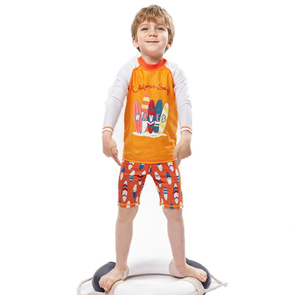 Kids' Long Sleeve Swimsuit Set: 2-Piece Rash Guard & Shorts for Toddlers and Children