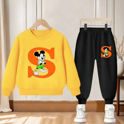 Disney Spring and Autumn Mickey Printed Boys 2-piece Sets Children's Casual Sweatshirt and Sweatpant 2pcs Set Kids Hoodies Set