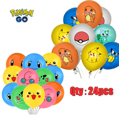 24pcs Pokemon Balloons for Birthday 12inch Cartoon Latex Balloon Birthday Party Round Multi Pikachu Toys Decoration Baby Shower
