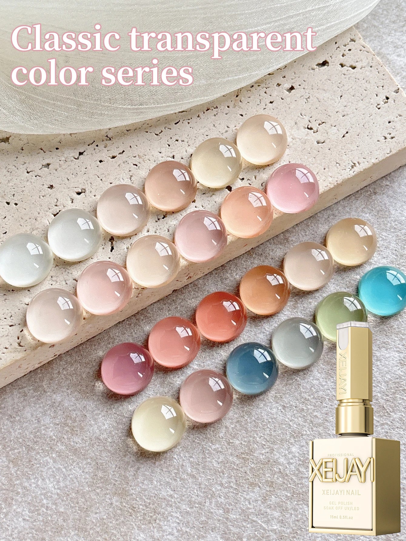24Pcs 15ML Ice-through Color Gel Nail Polish Semi Permanent Nail Art Soaking UV LED Nail Salon DIY Nail Salon Gel For Spring