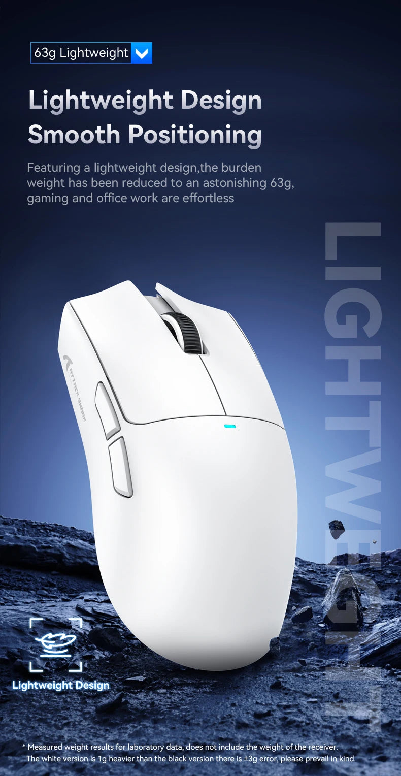 Attack Shark X11 Mouse PAW3311 Wireless 1K Hz Macro Magnetic RGB Docking Charger for Gaming