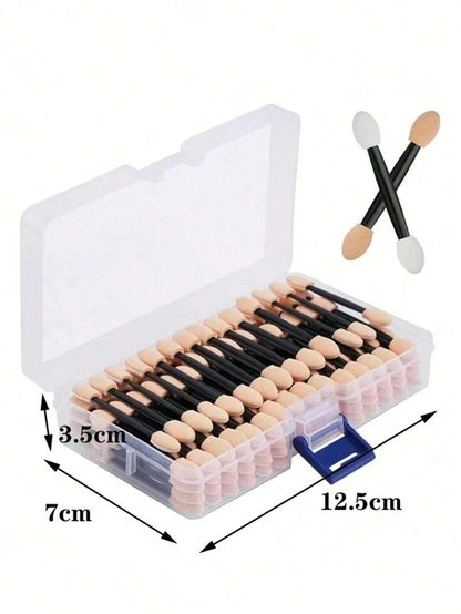 100/120/200Pcs Double-Headed Eyeshadow Brush, Disposable Dual Sided Eyeshadow Brush Double Ended Sponge Applicator Oval Tipped