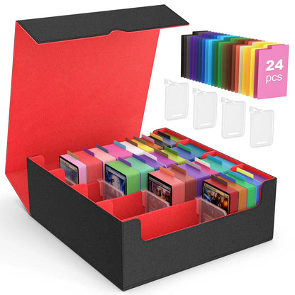 MoKo Trading Card Storage Box 3800+ MTG Deck Box with 24 Colorful Dividers & 5 Card Supporters 5 Row Commander Card Deck Box