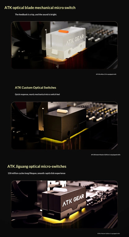 ATK DragonFly A9 Air Ultimate Wireless Gaming Mouse PAW3950 Ultra 42000DPI 750IPS 8KHz RGB Ergonomic Design for Windows MacOs