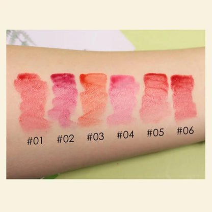 6 Color Lip Tint Stain Set Plumping Liquid Lipstick Aloe Vera Watery Lip Stain Lip Gloss Multi-use Moisturizing Lip & Cheek Tint