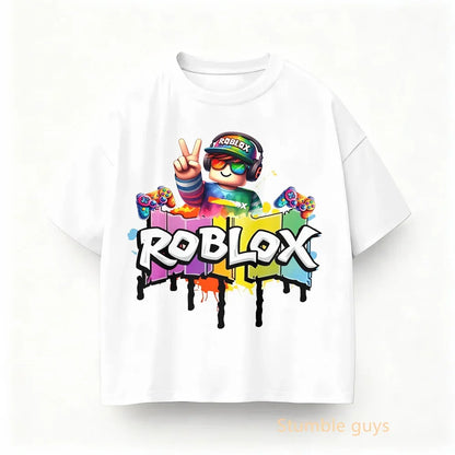 Roblox Children Summer Gamer T-shirt Boys Clothes Girls Anime Short Sleeve