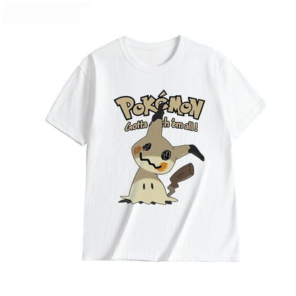 2025 Summer Poksammon Animation Brand 100% Cotton Bulbasaur Printed T-shirt for Men and Children Harajuku Casual Short Sleeve
