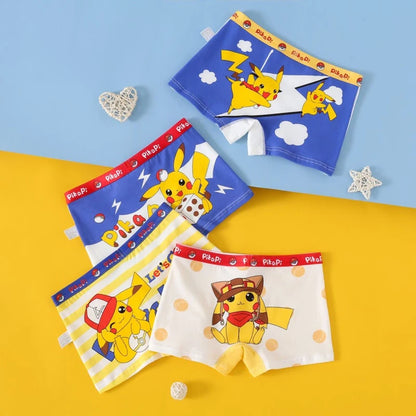 4pcs Pokemon Boys Boxer Underpants Cotton Anime U Pouch Bulge Underwear Cartoon Shorts Kids Cute Breathable Boxer Pants 2-12Y