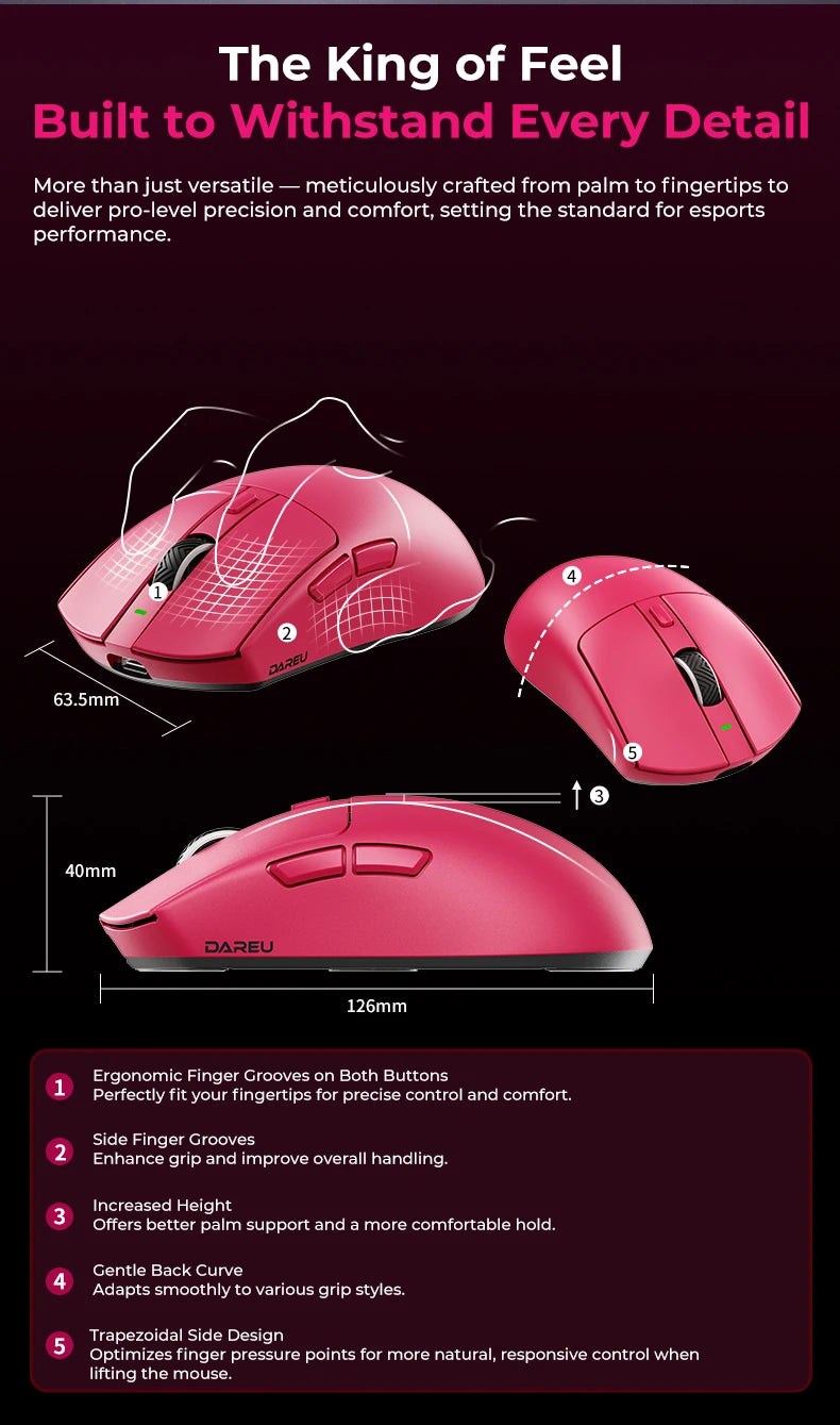 DAREU Wireless Gaming Mouse 8khz Polling Rate AIM-750 (3950) 30000 DPI Tri-mode Mouse Gamer 60g with Charging Base