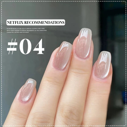 MIANEL 12ML Glass Bead Cat Eye Gel Nail Polish Flash White Spar Nude Color Magnetic Nail Polish White Nails Summer Nails 1-12pcs