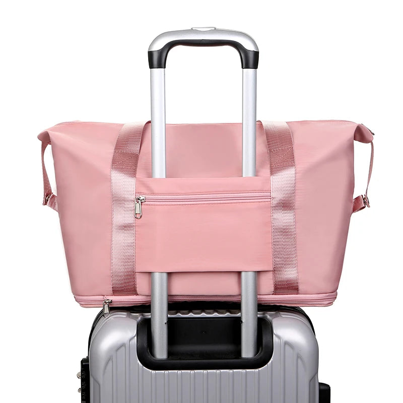 Extendable Women's Large Capacity Storage Luggage Handbag Leisure Travel Duffle Bag Waterproof Nylon Sports and Fitness Handbag