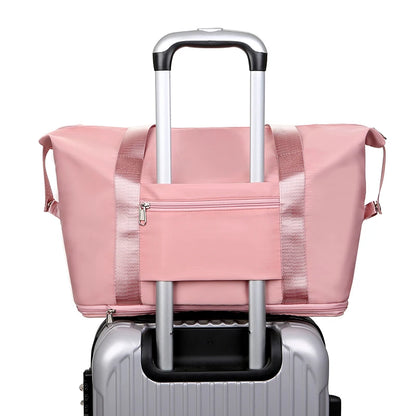 Extendable Women's Large Capacity Storage Luggage Handbag Leisure Travel Duffle Bag Waterproof Nylon Sports and Fitness Handbag