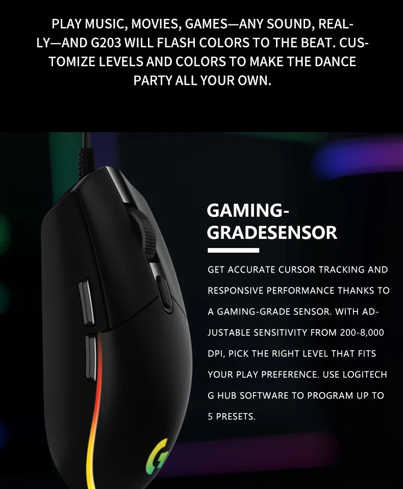 Logitech G102 Lightsync Gaming Mouse with 1ms Response Time for Esports Gamers