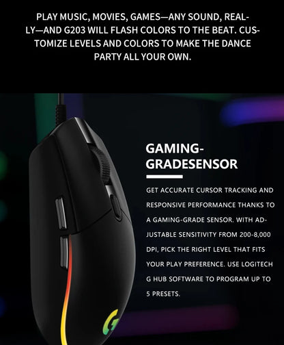 Logitech G102 Lightsync Gaming Mouse with 1ms Response Time for Esports Gamers