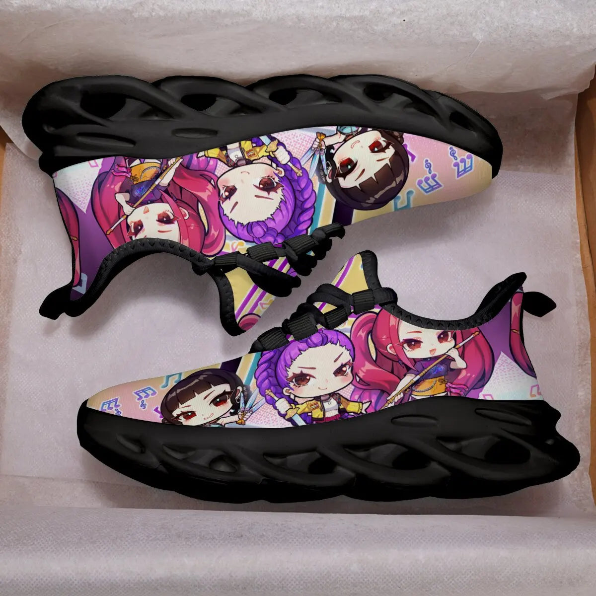 Children's Casual Shoes Cartoon Girls Music Notes Print Casual Sports Sneakers Casual Running Shoes for Men Women Large-sized