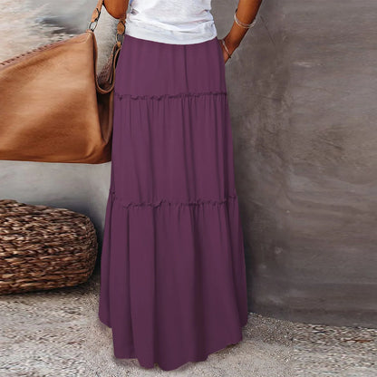Women’s Boho Maxi Skirt: High-Waisted A-Line Tiered Long Skirt