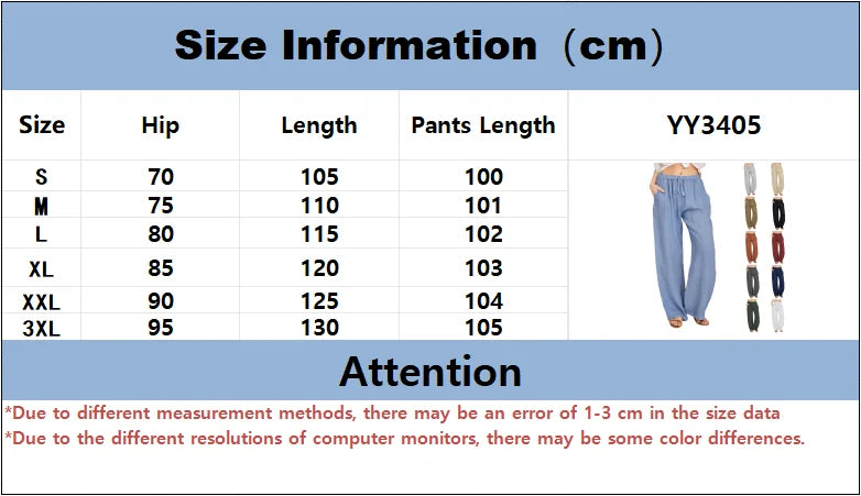 Loose Linen-Blend Wide Leg Casual Pants: Breathable Drawstring Summer Trousers
