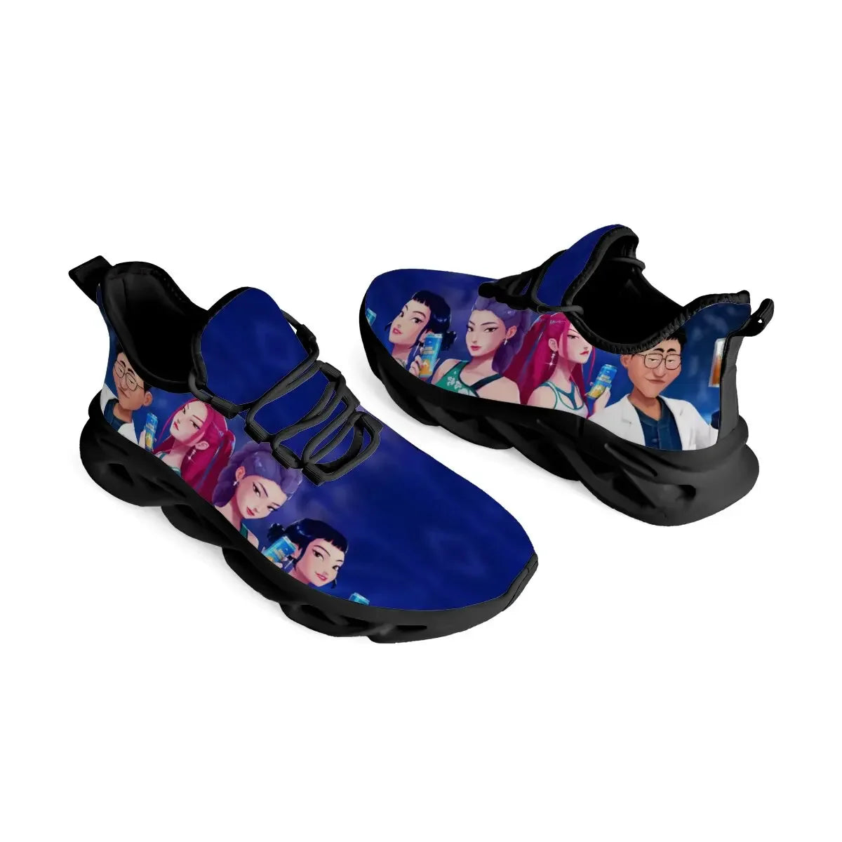 Children's Parent-child Shoes for Spring Cartoon Character Print Lightweight Sneakers Breathable Flat Heel Lace-up Casual Shoes