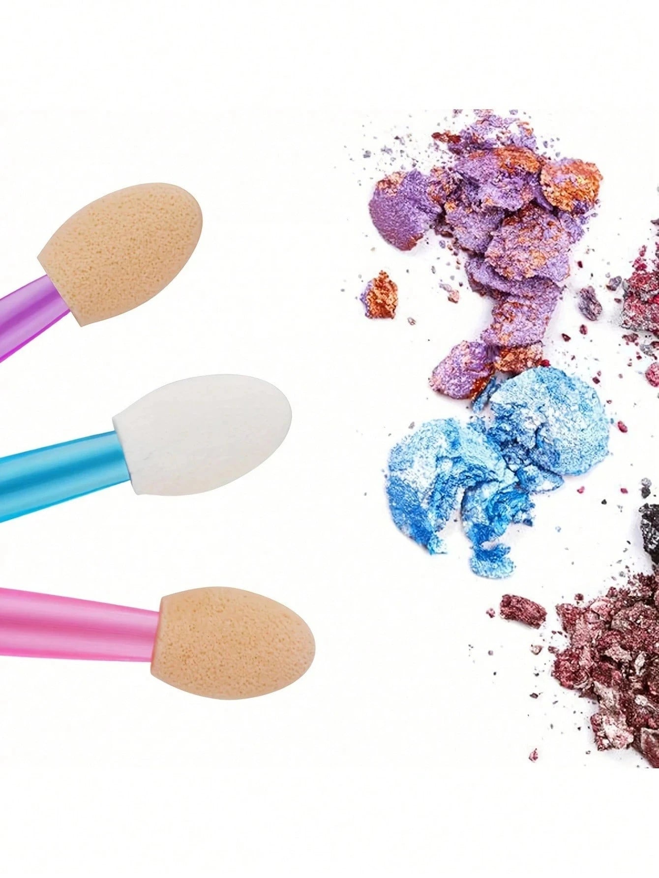 100/120/200Pcs Double-Headed Eyeshadow Brush, Disposable Dual Sided Eyeshadow Brush Double Ended Sponge Applicator Oval Tipped