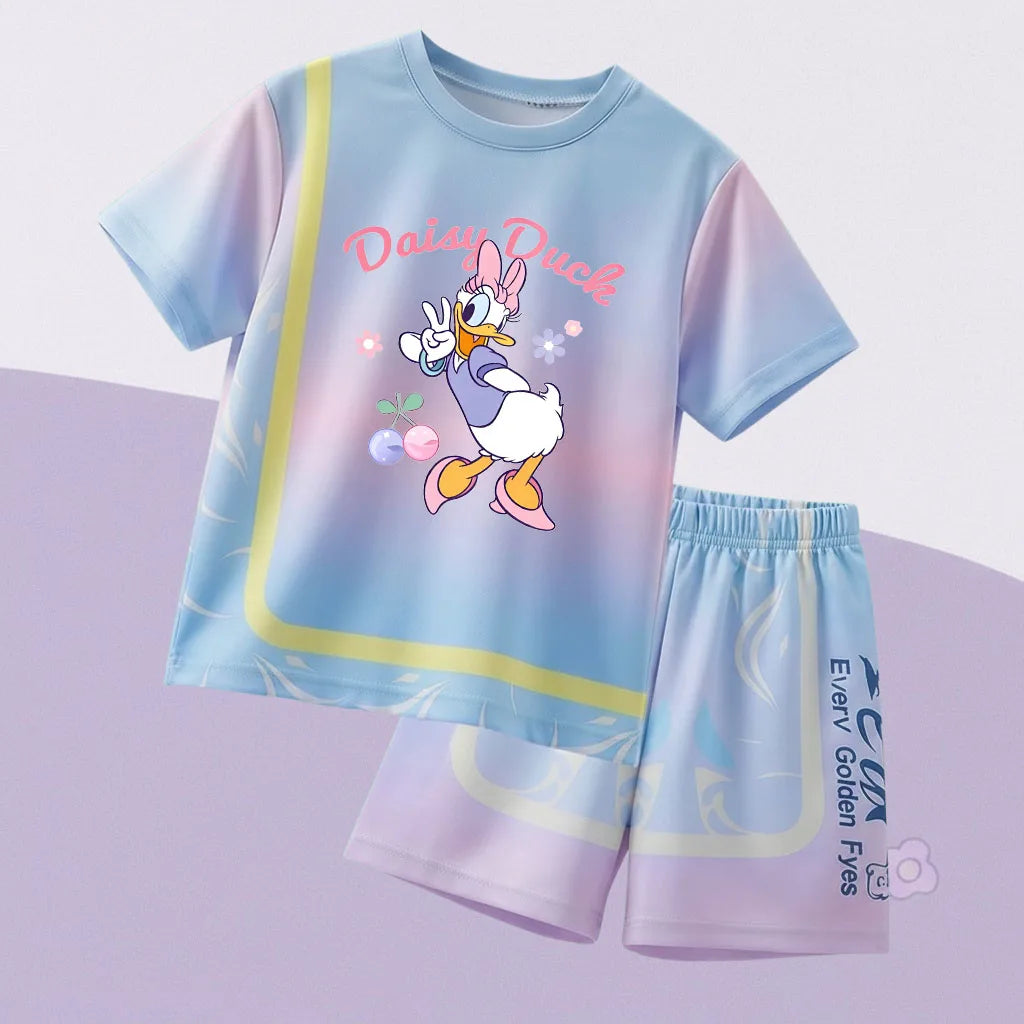Summer Girls Casial Outfits Breathable Kids Running Shorts Sets Children's O Neck T Shirt Shorts Two Piece Outdoor Sport Clothes