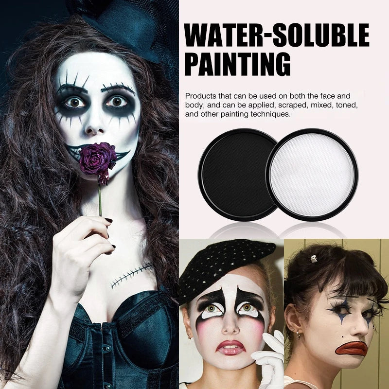 6 Colors Water Activated Face and Body Paint with 1 Brush,Non-Toxic Safe Water Soluble Face Paint for Cosplay,Halloween Makeup