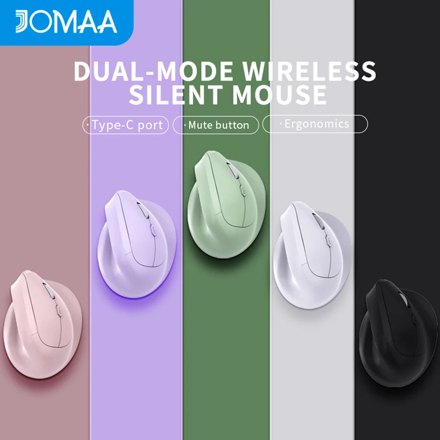 Ergonomic Bluetooth5.0&2.4G Wireless Vertical Mouse with Silent Button,Rechargeable 1600DPI Optical Mice for PC/Laptop/Desktop