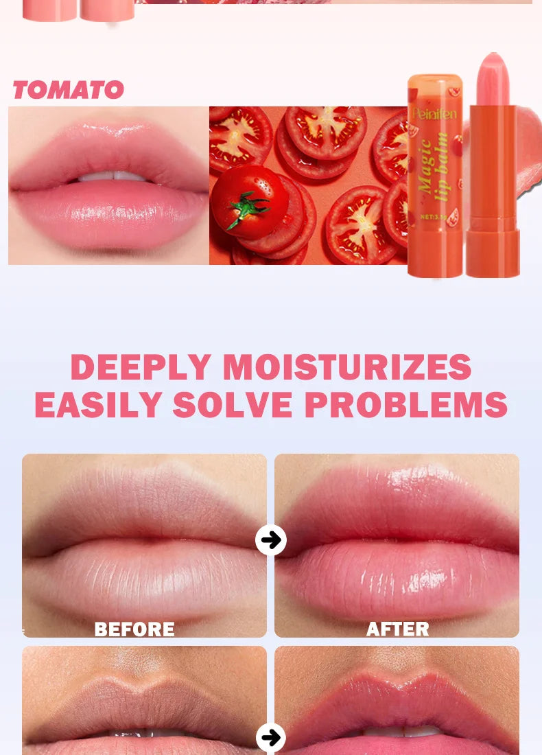 6Pcs Fruit Flavor Lip Balm Set Peach Strawberry LongLasting Moisturizing Lip GlossTransparent Shiny Non StickyHydrating Lip Care