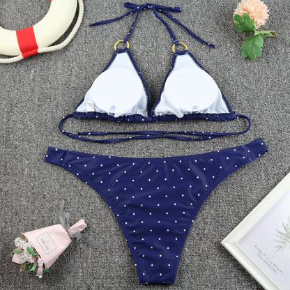 Halter Bikini Set Two Piece Swimsuit 2025 Vintage Swimwear Women Swimsuit Bathing Suit Beachwear Brazilian Female Swimming Suits