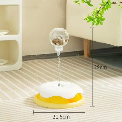 Cat Feeder Toy for Indoor Cat Slow Feeders Spring Toy Funny Track Ball Roller Turntable Exercise and Playing