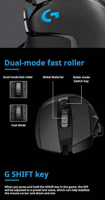 Logitech G502 HERO/G402 Sniper Gaming Mouse: RGB lighting and adjustable weights help you achieve precise wins in PUBG.
