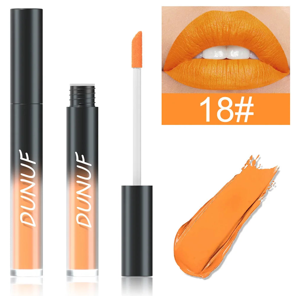 DUNUF 32 Color Matte Liquid Lipstick: Bold Pigment Non-Stick Lip Glaze