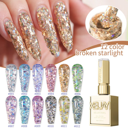 2025 new popular 12-color glittering diamond sequins nail gel, high saturation gloss long-lasting for nail art DIY