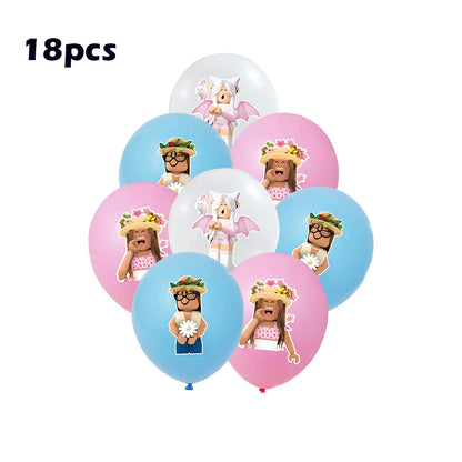 Roblox Birthday Party Decoration Balloons Disposable Tableware for Kids Party Supplies Baby Shower Sticker Bracelet Toy Gifts